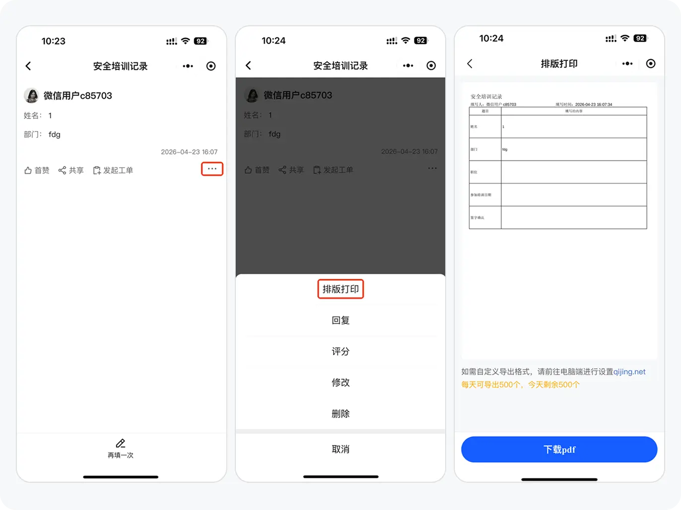 记录详情（手机端）