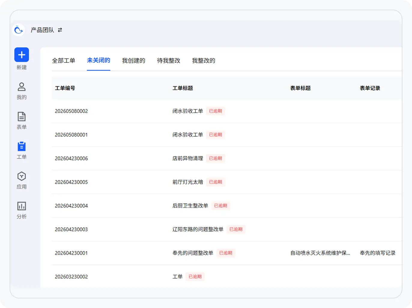 工单页面