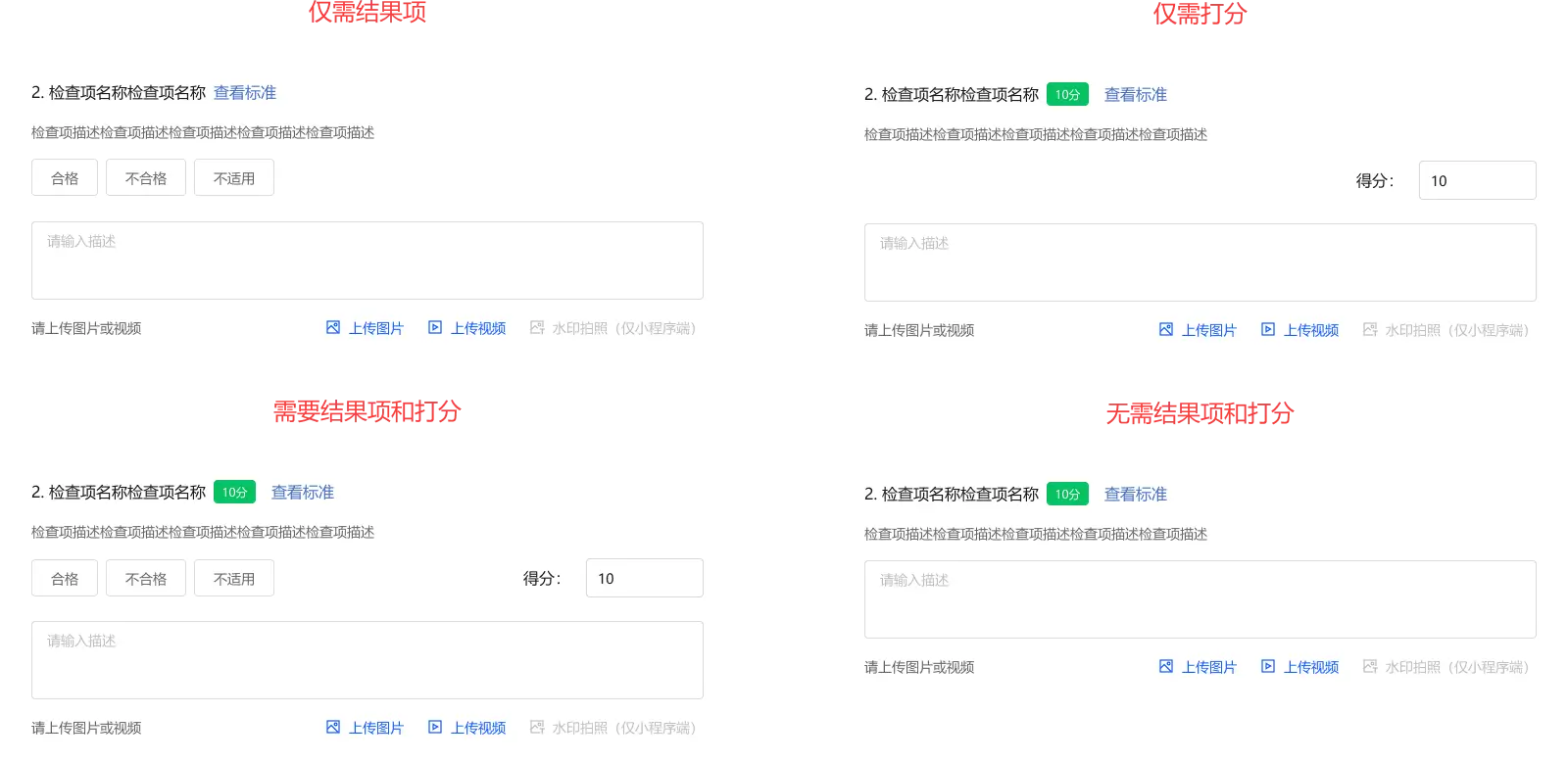 检查项评定效果